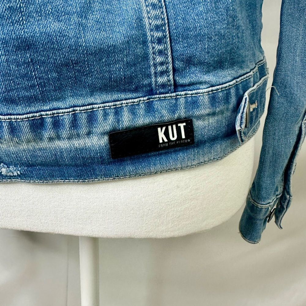 Kut from the Kloth Amelia Light Blue Distressed Jean Jacket Size S - Picture 12 of 16
